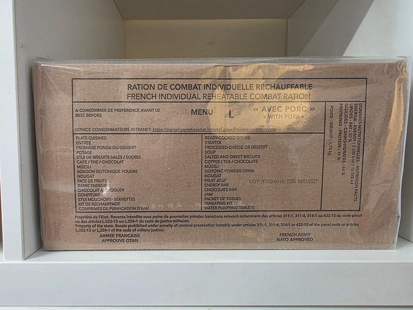 **NEW** 2027 French Military RCIR Ration Packs