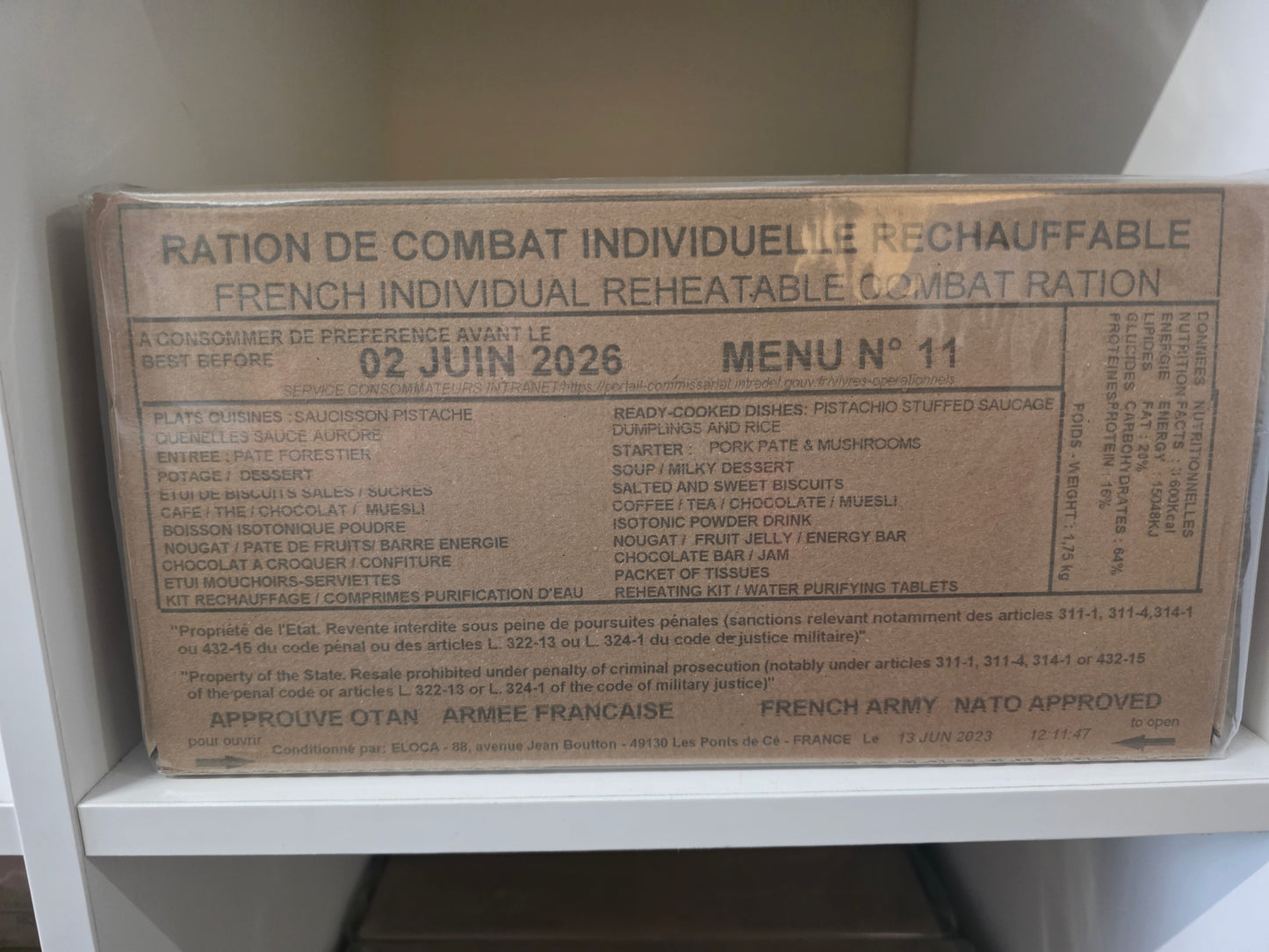 2026 French Military RCIR Ration Packs