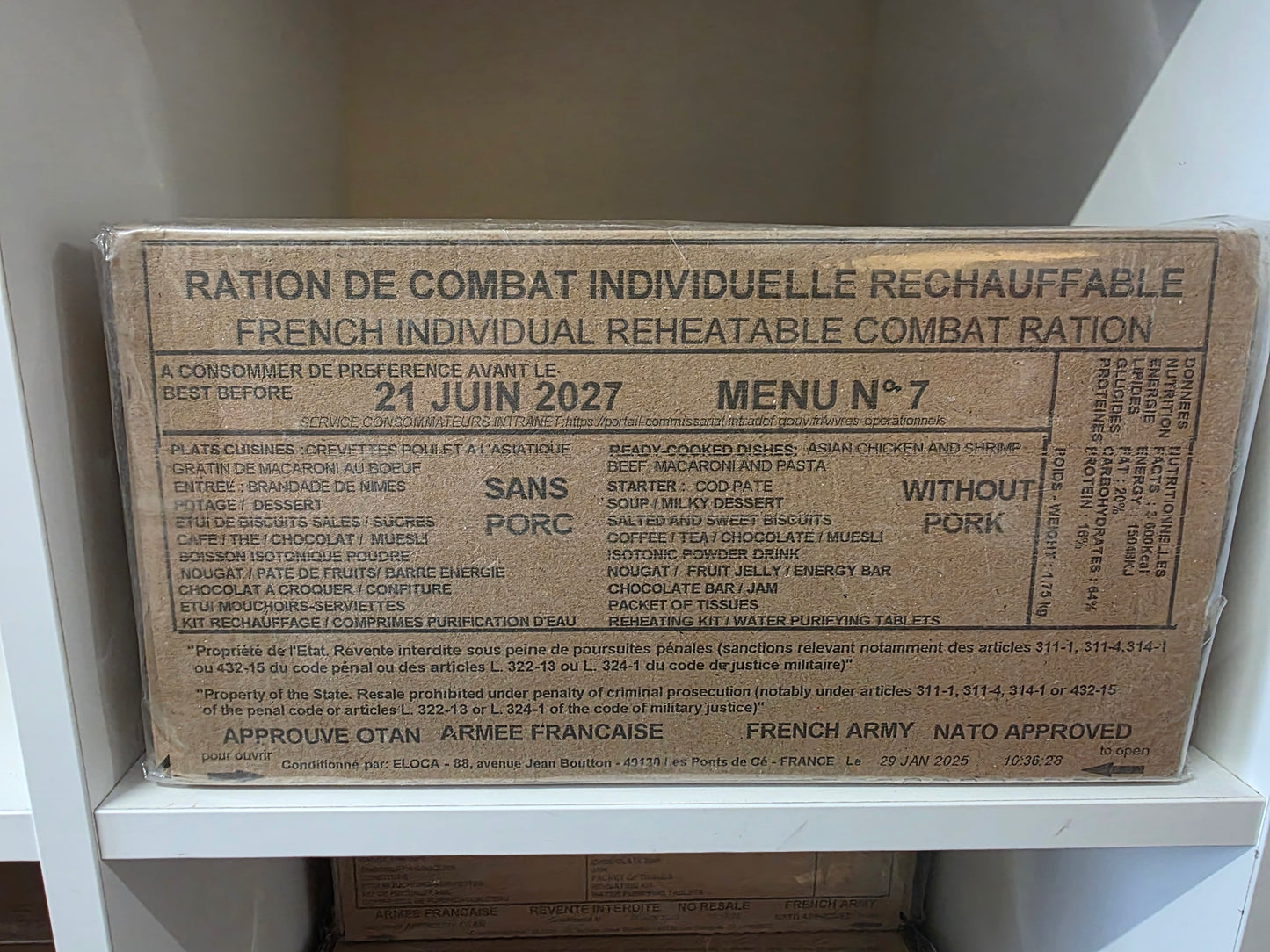 **NEW** 2027 French Military RCIR Ration Packs