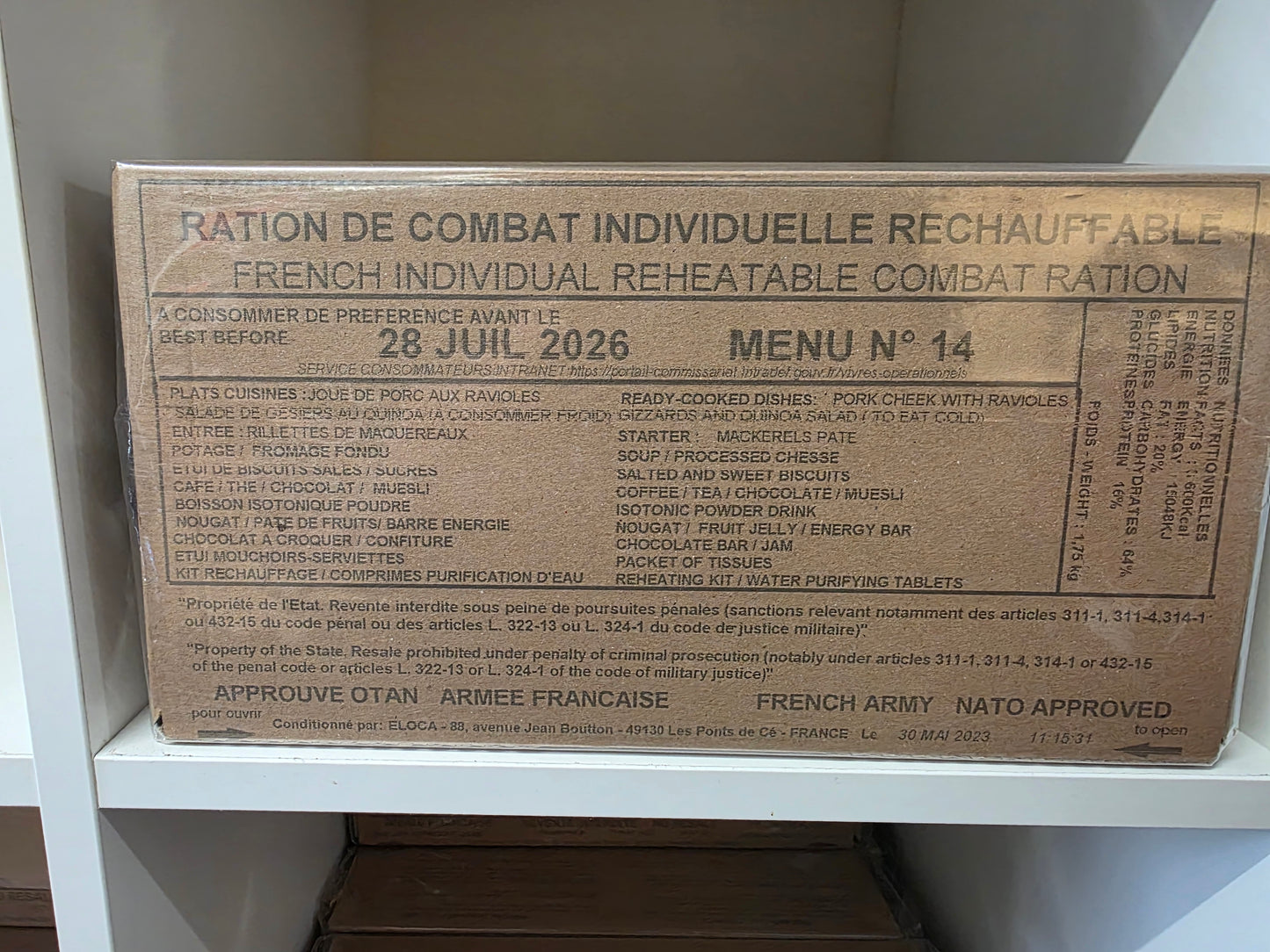 2026 French Military RCIR Ration Packs
