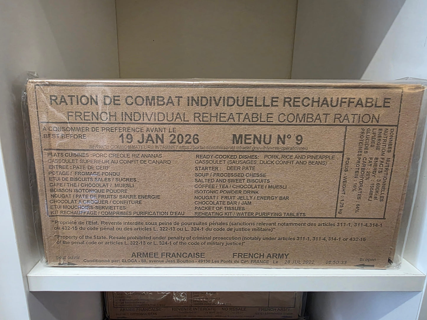 2026 French Military RCIR Ration Packs