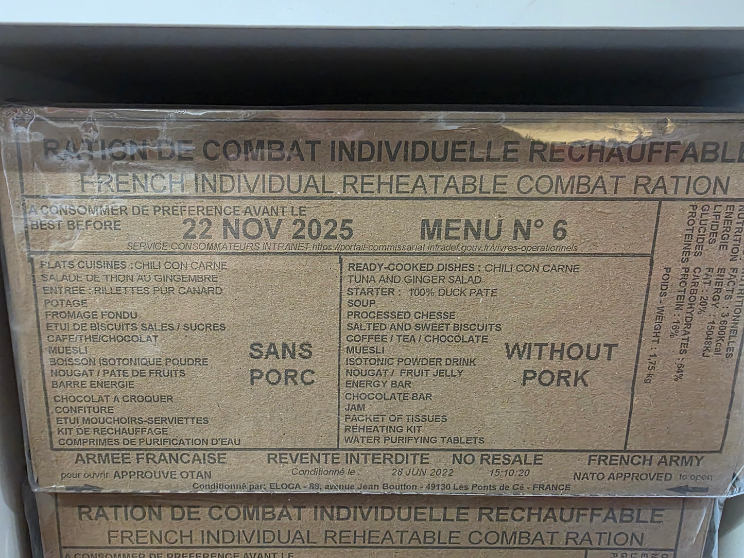 2025 French Military RCIR Ration Packs