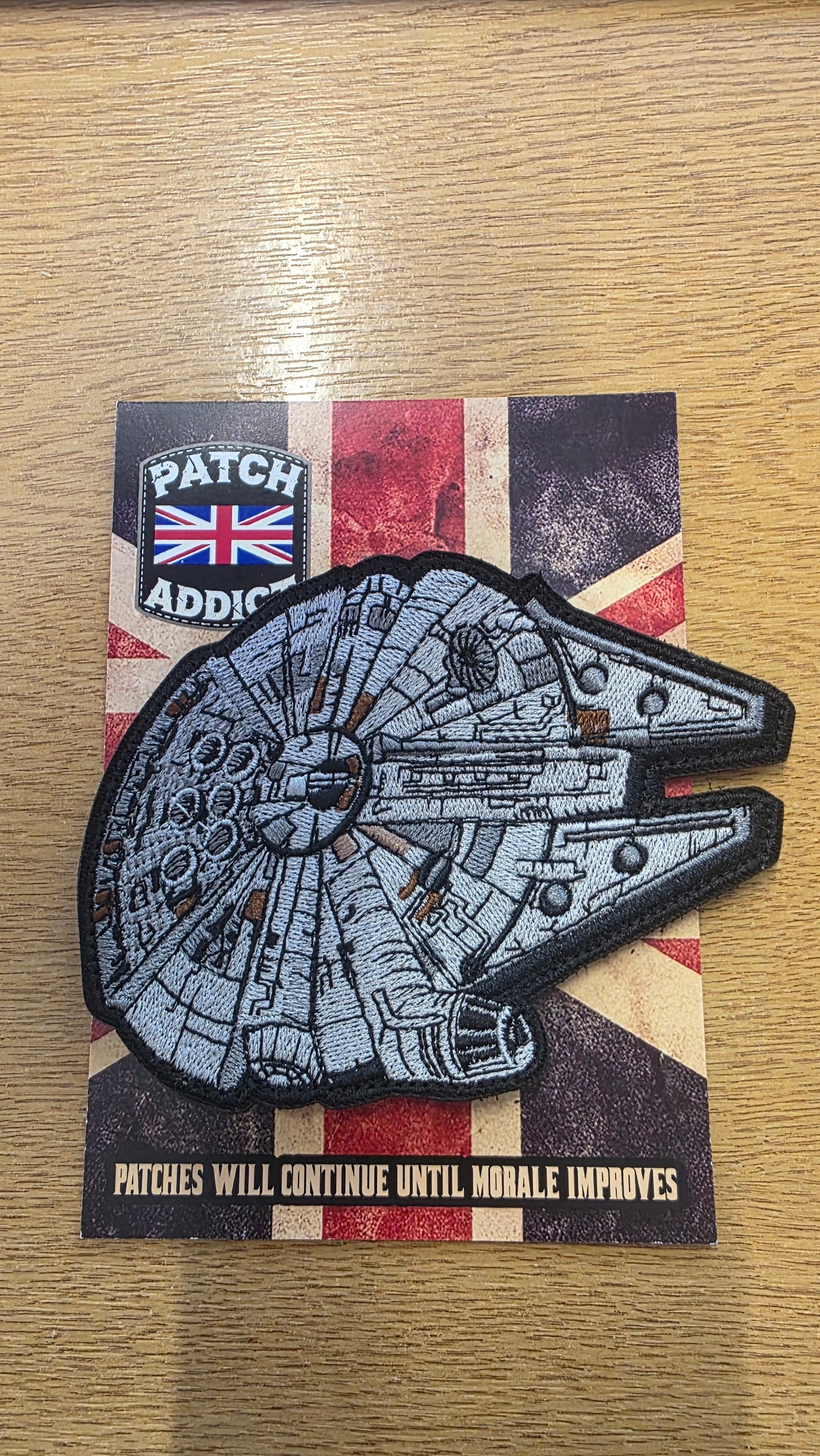 Millennium Falcon Patch Large | Embroidered Star Space Ship Patch | Velcro Tactical Morale Patch | Sci Fi Patch UK