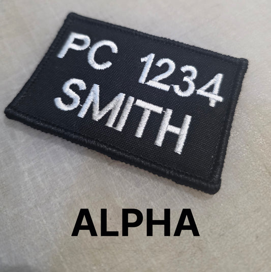 Custom 2" x 3" UK Police Name Patches | Rank, Number & Surname | Velcro ID