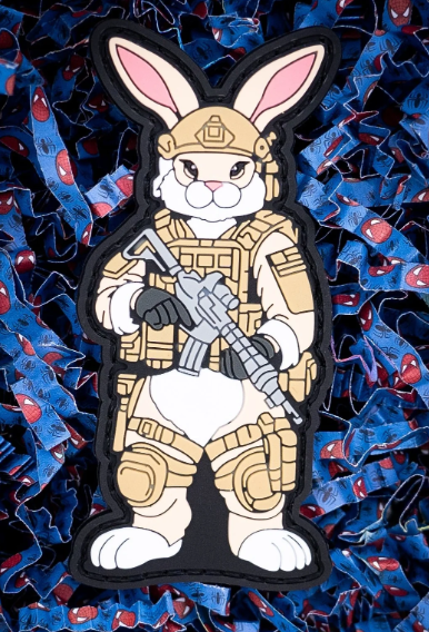 Pew Pew Peter Tactical Easter Battle Bunny 4" PVC Patch - Bad Bunny Collection