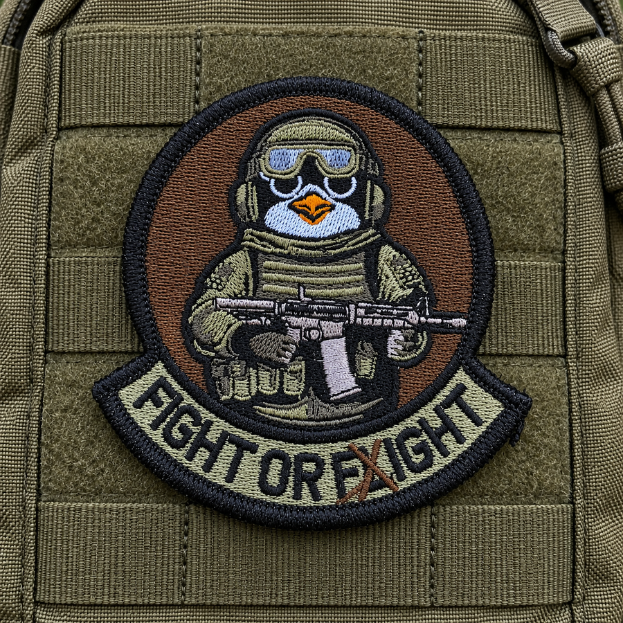 Fight or Flight – Embroidered Tactical Penguin Patch