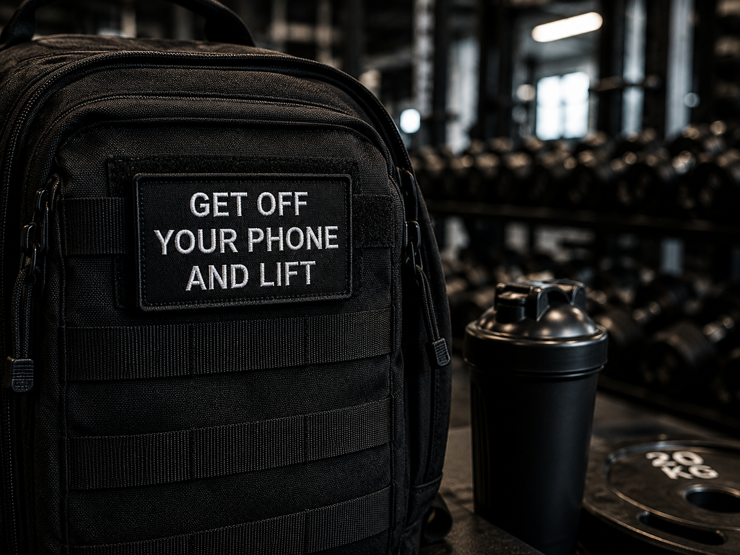 Get Off Your Phone And Lift | Live Preview | 2"x3" | 2" x4" | 3"x6" Tactical Morale Velcro Patch UK