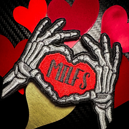 Everyone Loves Hot Moms - Skeleton Heart Hands Love MILFS - Embroidered Patch