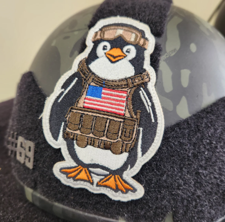 Arctic Warfare: Fully Embroidered Tactical Penguin Patch with US Flag