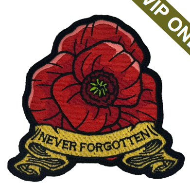 'Never Forgotten' Poppy Lest We Forget - 4 inch Patch