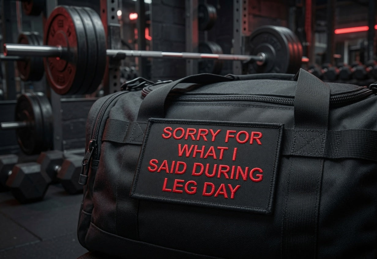 Sorry For What I Said During Leg Day | Live Preview | 2"x3" | 2" x4" | 3"x6" Tactical Morale Velcro Patch UK