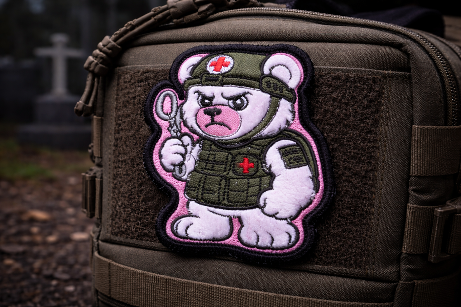 “I Don’t F*cking Care Bear” Dead Inside Patch – Fleece Tactical Velcro Patch (Pink)