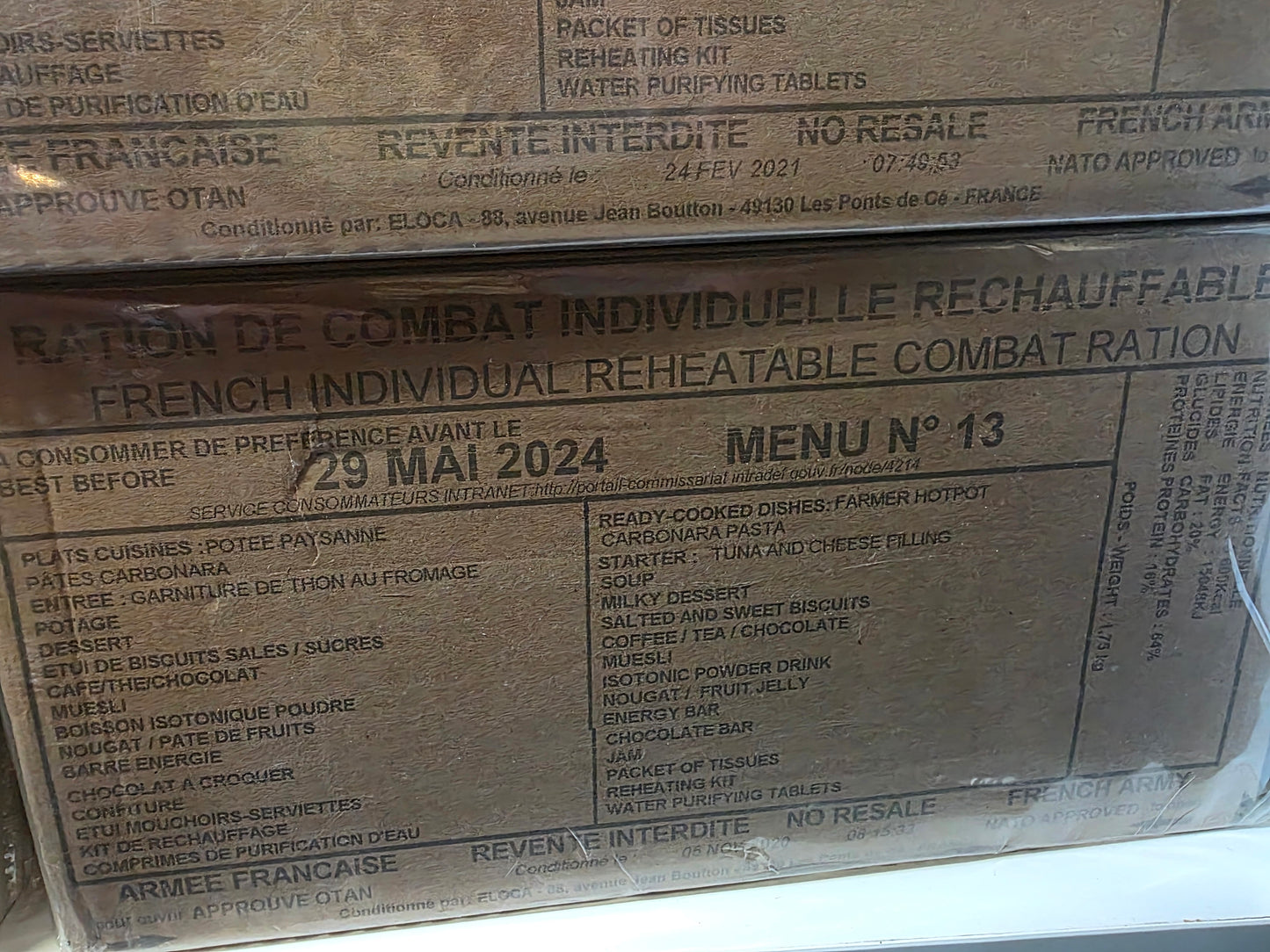 2024 (Past Best Before) French Military RCIR Ration Packs