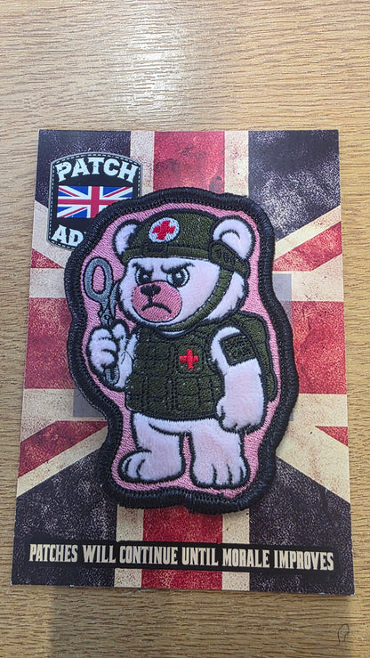 “I Don’t F*cking Care Bear” Dead Inside Patch – Fleece Tactical Velcro Patch (Pink)