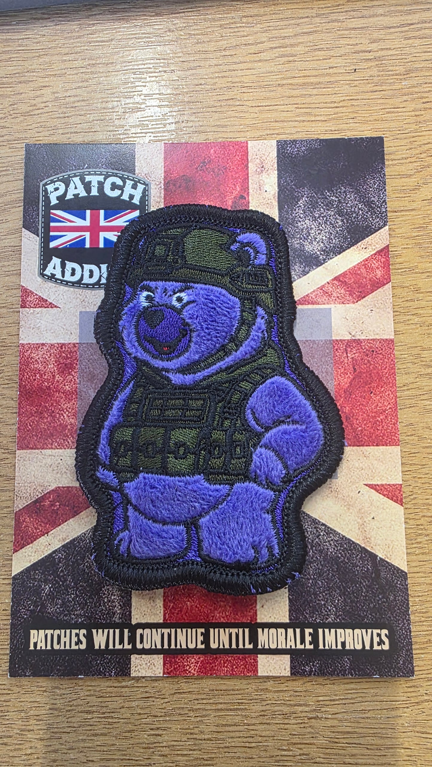 “I Don’t F*cking Care Bear” Op Over It Patch – Fleece Tactical Velcro Patch (Purple)