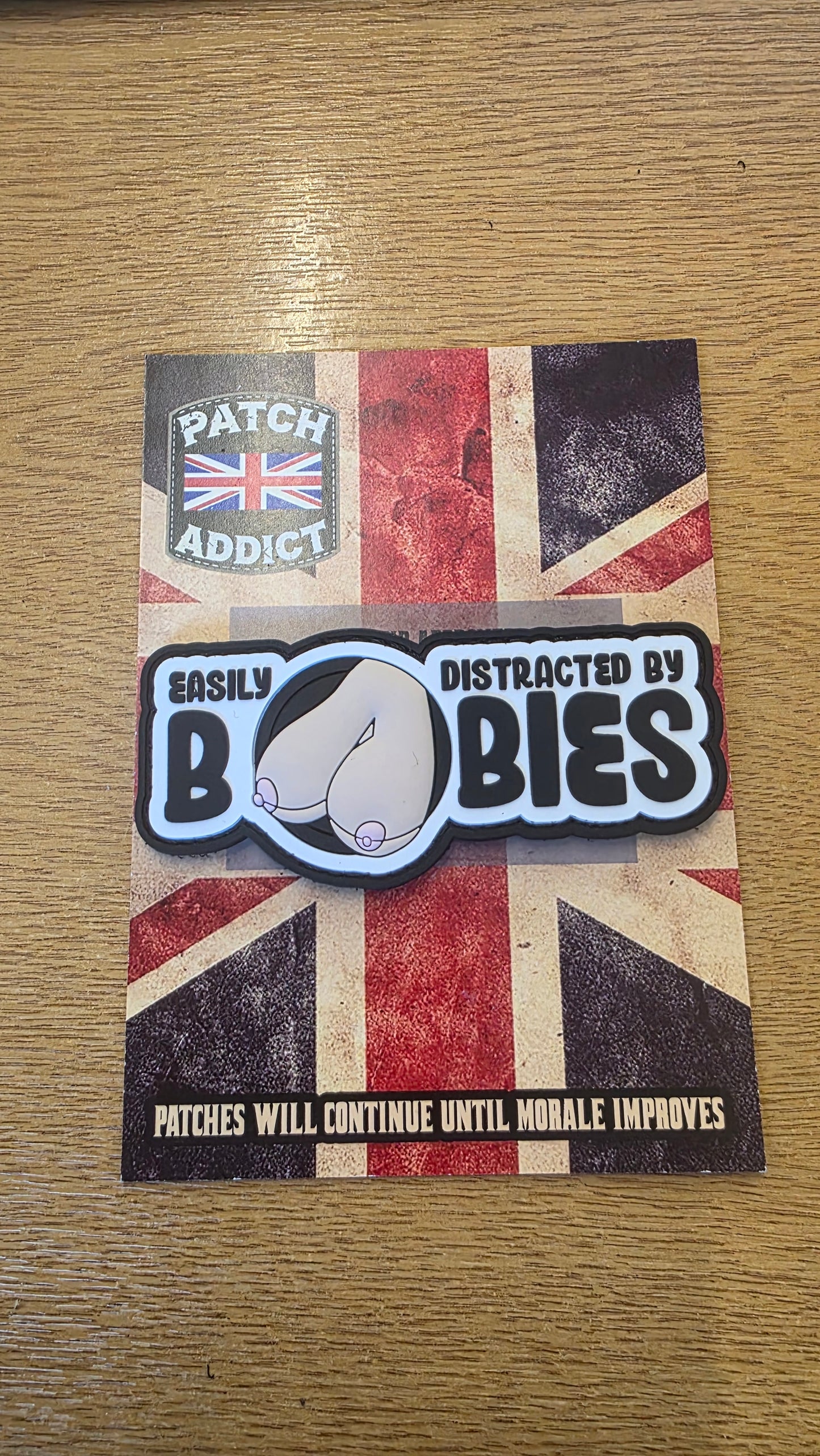 Easily Distracted By Boobies PVC Morale Patch | Velcro Backed Funny Patch