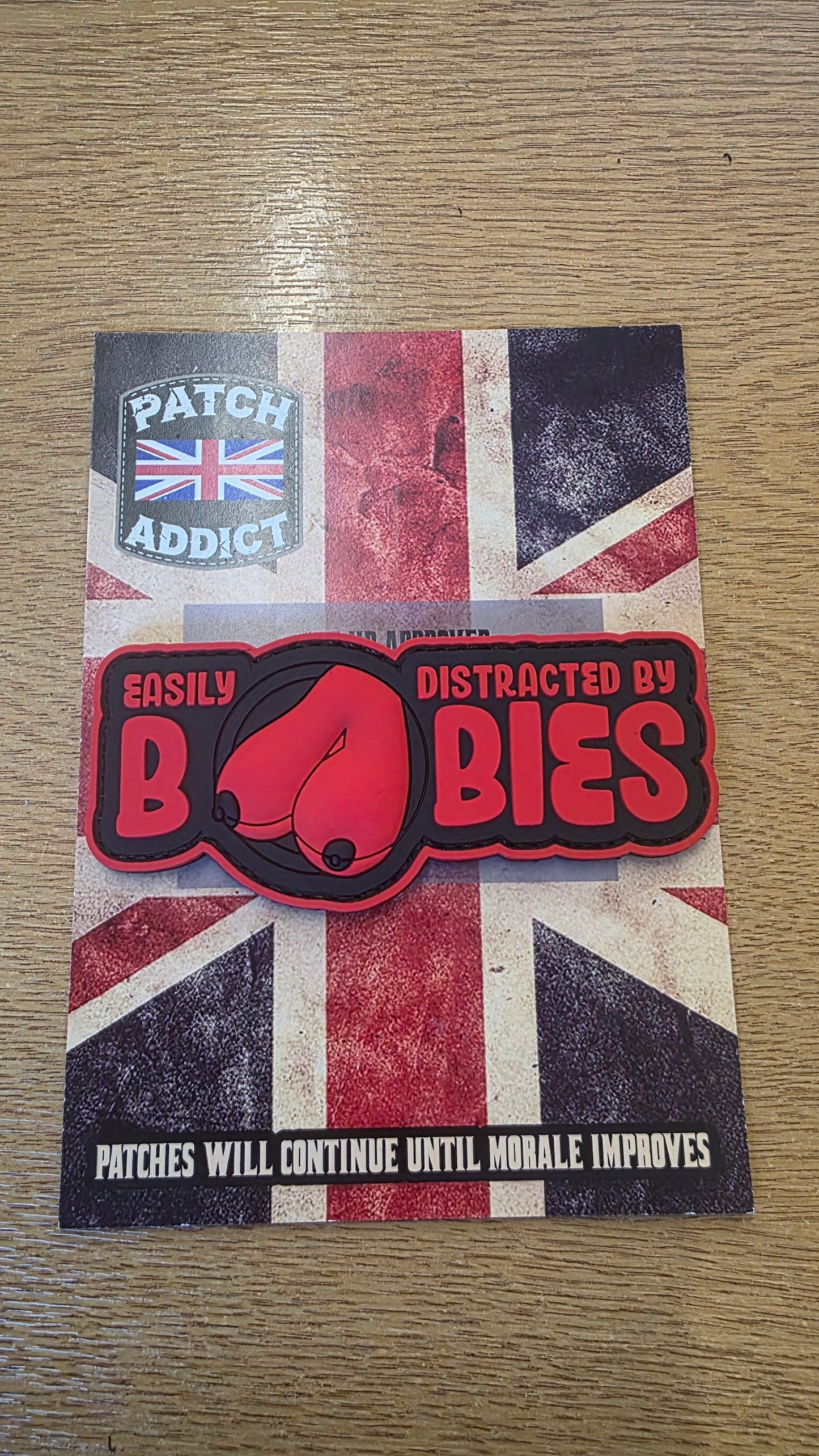 Easily Distracted By Boobies PVC Morale Patch | Velcro Backed Funny Patch