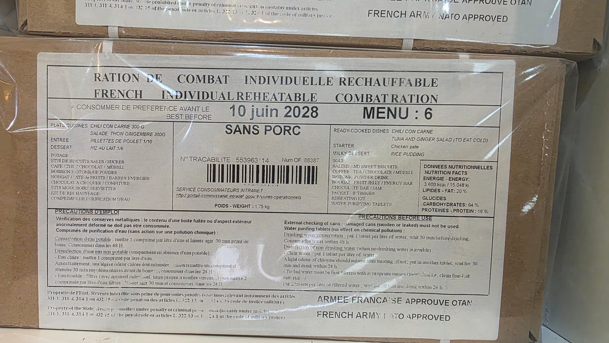 French RCIR Military Ration (2028 Date) | Genuine French Army Combat Ration