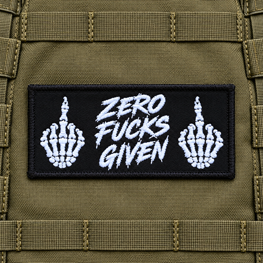Zero Fucks Given – Glow in the Dark Embroidered Morale Patch | Funny Tactical Patch