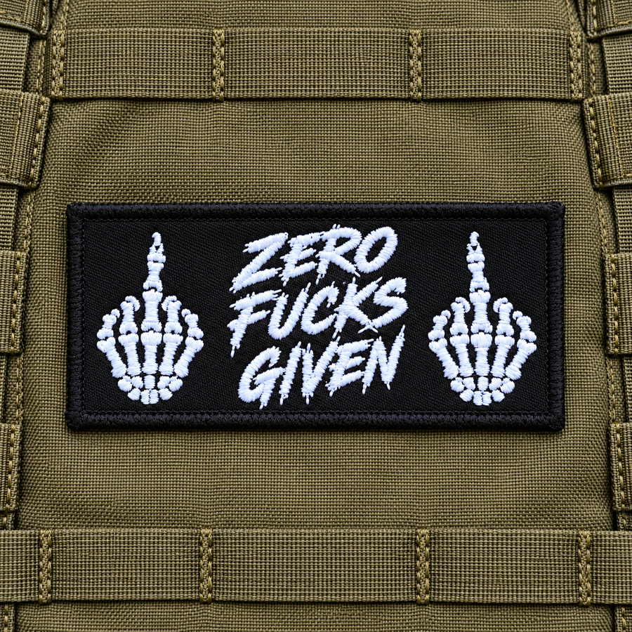 Zero Fucks Given – Glow in the Dark Embroidered Morale Patch | Funny Tactical Patch