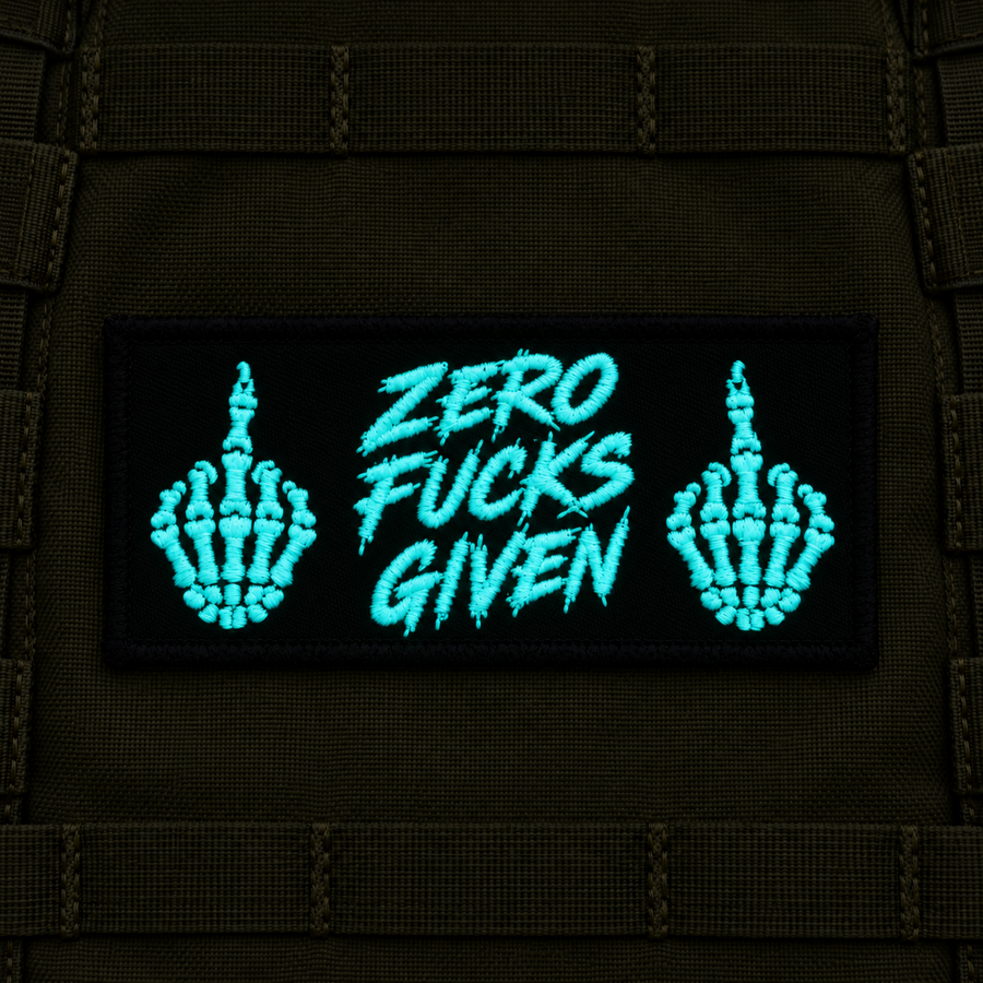 Zero Fucks Given – Glow in the Dark Embroidered Morale Patch | Funny Tactical Patch