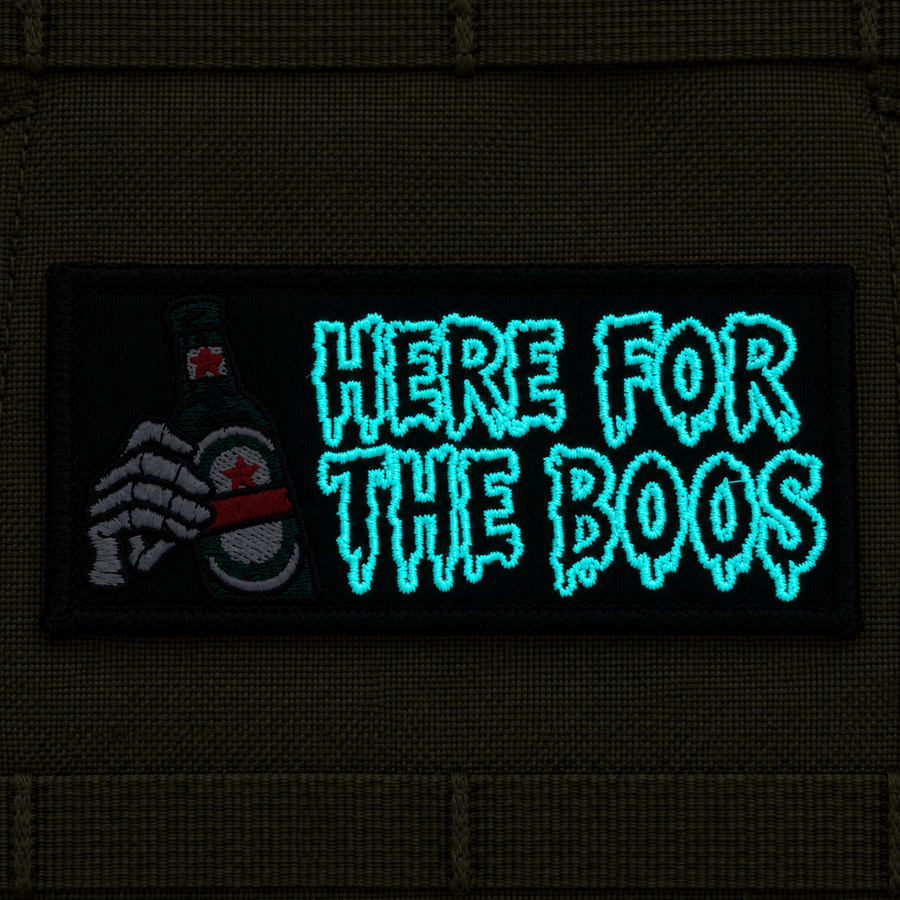 Here for the Boos – Glow in the Dark Embroidered Morale Patch | Funny Tactical Patch