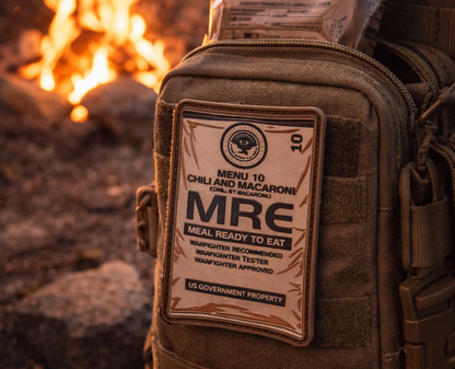 MRE Chili Mac Patch | Tactical Velcro Patch | Military Morale Patch | Army Ration Menu 10 Nostalgia | Hook & Loop Patch
