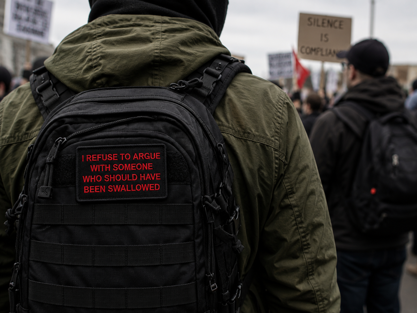 I Refuse To Argue With Someone Who Should Have Been Swallowed | Live Preview | 2"x3" | 2" x4" | 3"x6" Tactical Morale Velcro Patch UK
