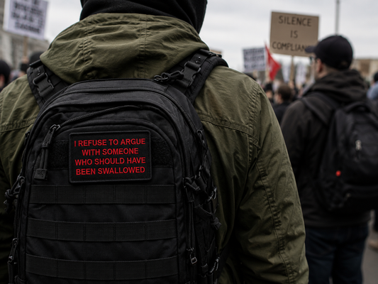 I Refuse To Argue With Someone Who Should Have Been Swallowed | Live Preview | 2"x3" | 2" x4" | 3"x6" Tactical Morale Velcro Patch UK
