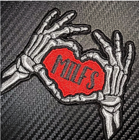 Everyone Loves Hot Moms - Skeleton Heart Hands Love MILFS - Embroidered Patch
