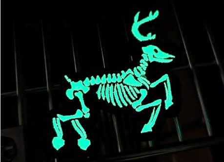 Skeleton Rudolph Reindeer GID Glow in the Dark 4" Embroidered Patch