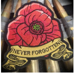 'Never Forgotten' Poppy Lest We Forget - 4 inch Patch