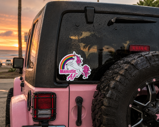 Majestic AF Unicorn Sticker | Funny Rainbow Waterproof Decal