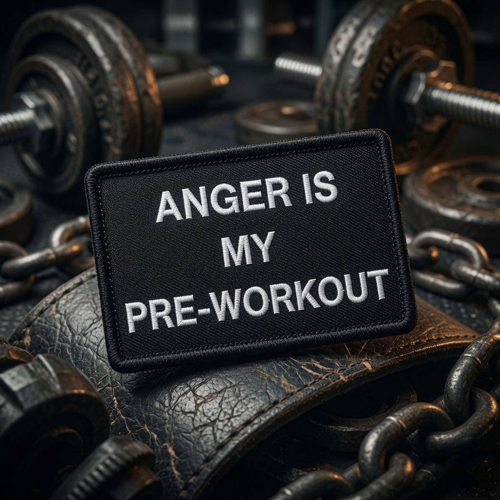 Anger Is My Pre-Workout | Live Preview | 2"x3" | 2" x4" | 3"x6" Tactical Morale Velcro Patch UK