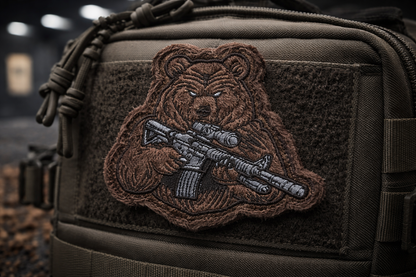 Right to Bear Arms Patch | Funny Tactical Bear Patch | Fleece Embroidered Velcro Patch | Airsoft Morale Patch UK