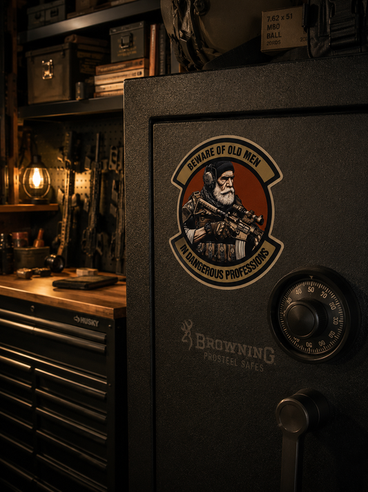 Beware Of Old Men In Dangerous Professions Sticker – Tactical Veteran Decal