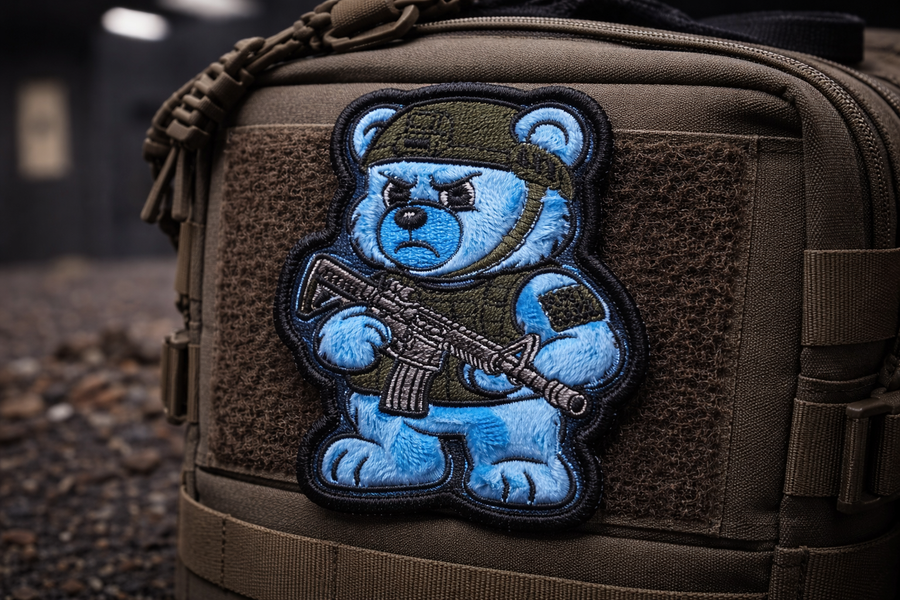 “I Don’t Fcking Care Bear” Zero Fcks Patch – Fleece Tactical Velcro Patch (Blue)