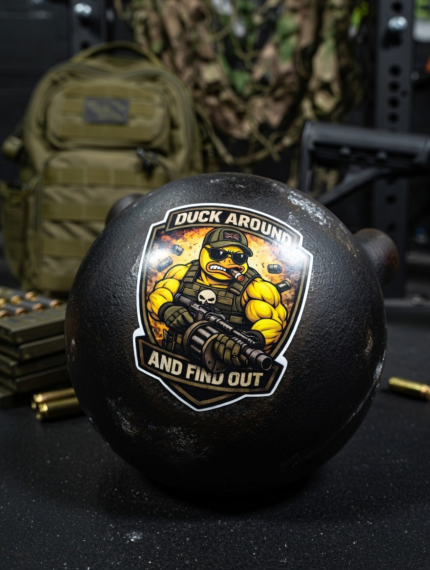 Duck Around and Find Out Tactical Duck Sticker | Funny Military Humour Vinyl Decal | Waterproof Gear Sticker