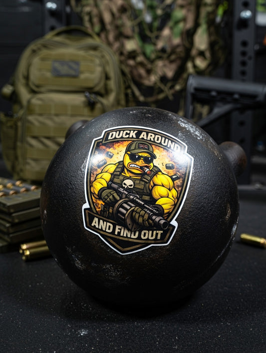 Duck Around and Find Out Tactical Duck Sticker | Funny Military Humour Vinyl Decal | Waterproof Gear Sticker