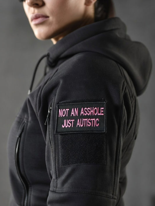 Not An Asshole Just Autistic Patch | Live Preview | Funny Neurodivergent Morale Patch | Velcro Backed | 2"x3" | 2"x4" | 3"x6"