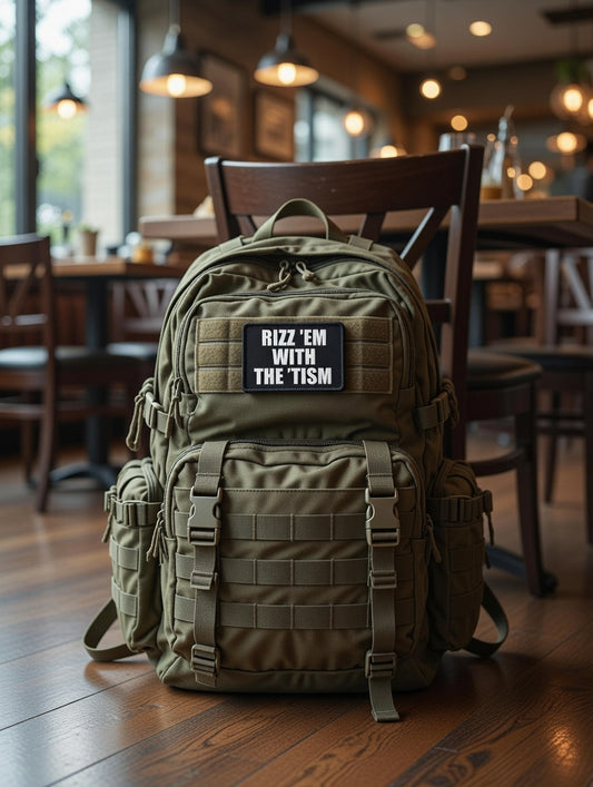 Rizz Em With The 'Tism Patch – Funny Autism Neurodivergent Morale Patch – Velcro Backed