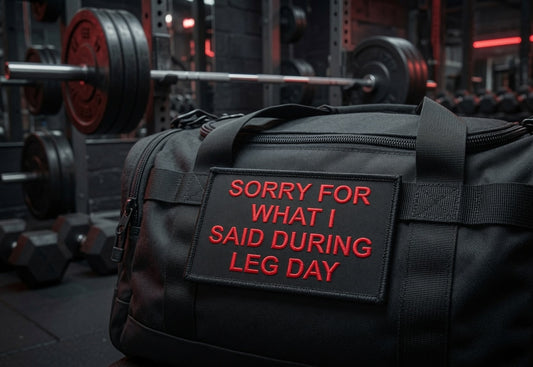 Sorry For What I Said During Leg Day | Live Preview | 2"x3" | 2" x4" | 3"x6" Tactical Morale Velcro Patch UK