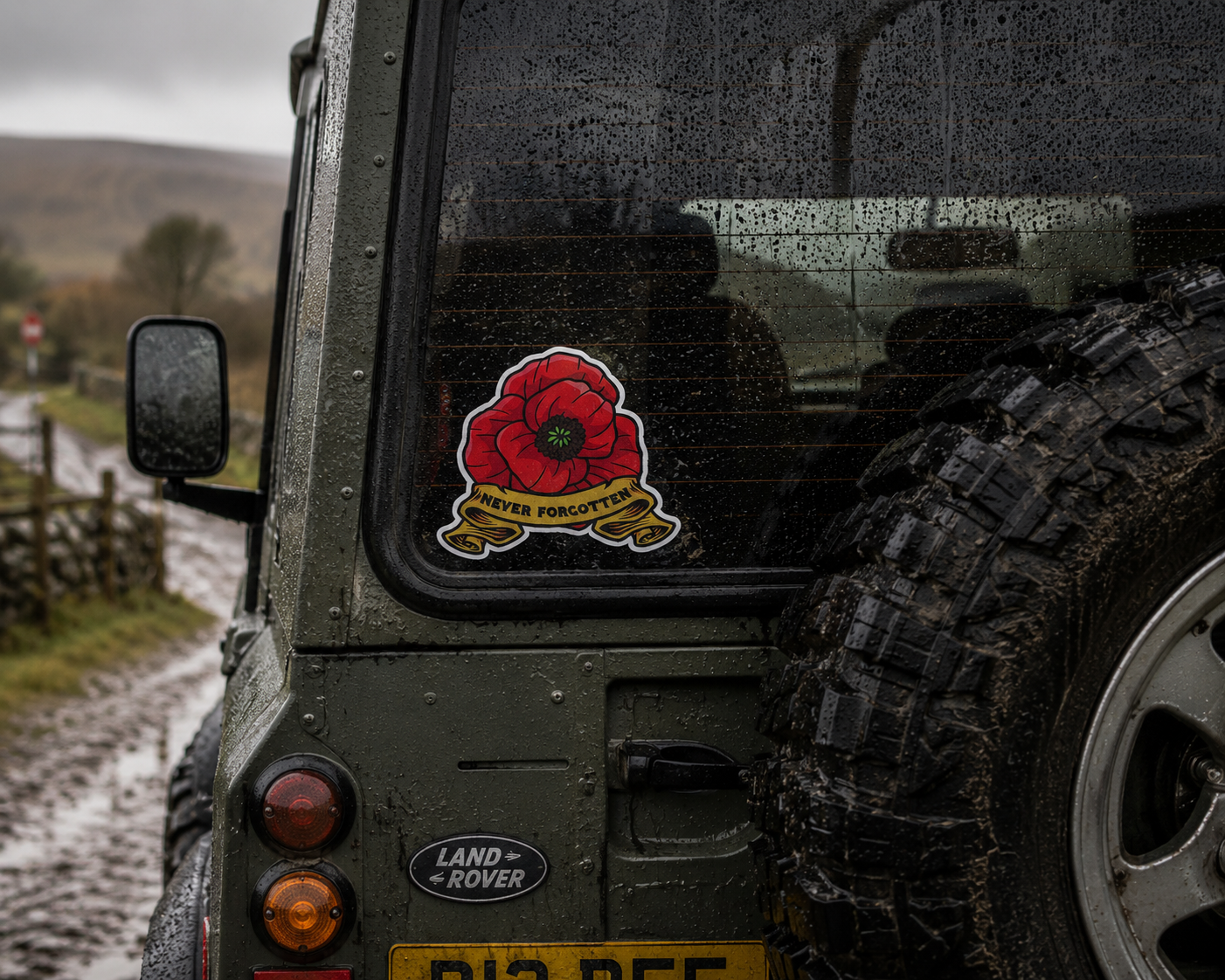 Never Forgotten Poppy Sticker – Waterproof Remembrance Vinyl Decal