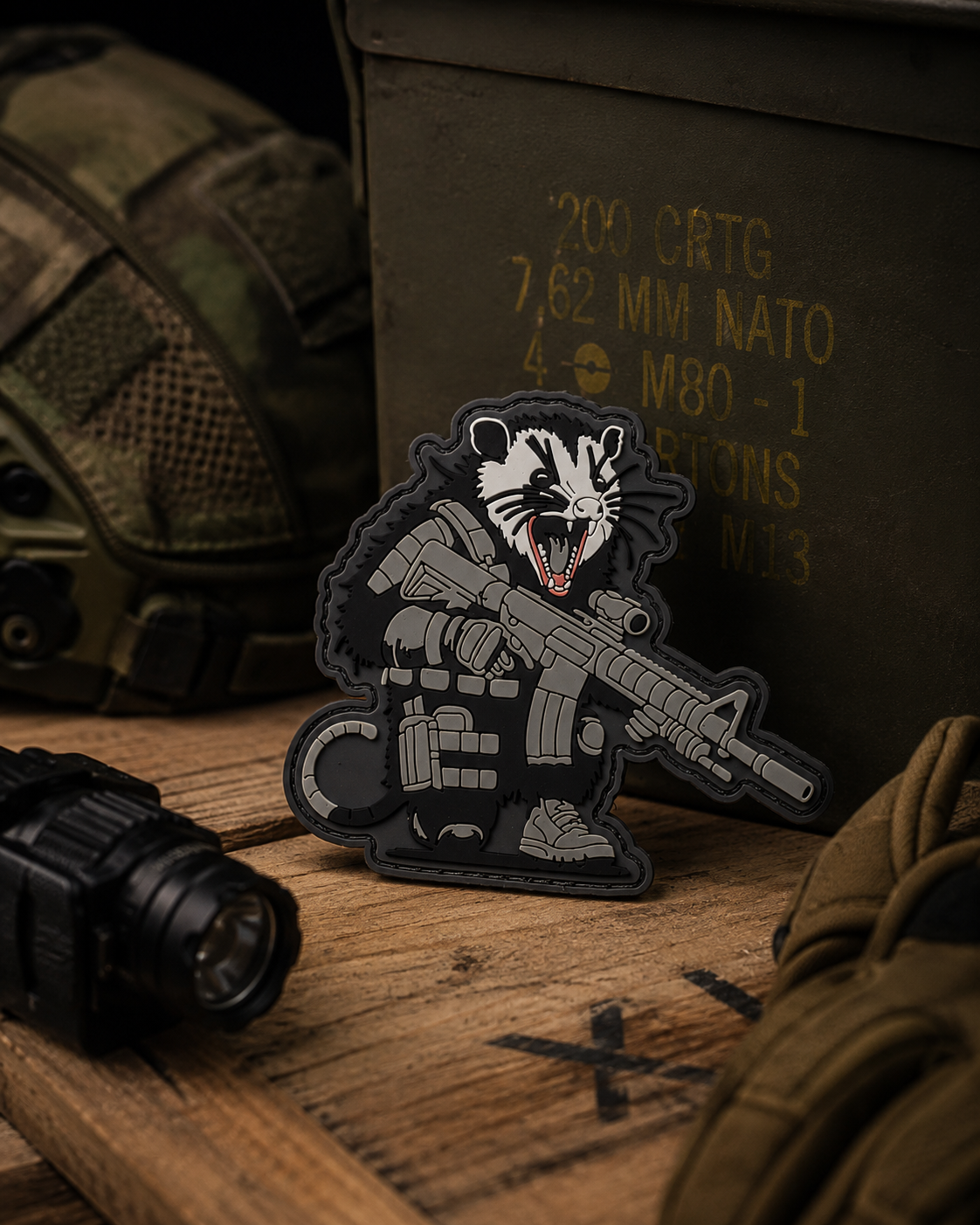 Tactical Possum PVC Morale Patch | Armed & Angry | Tactical Morale Patch