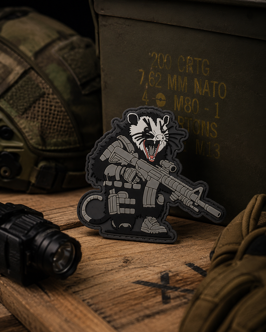 Tactical Possum PVC Morale Patch | Armed & Angry | Tactical Morale Patch