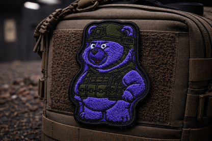 “I Don’t F*cking Care Bear” Op Over It Patch – Fleece Tactical Velcro Patch (Purple)