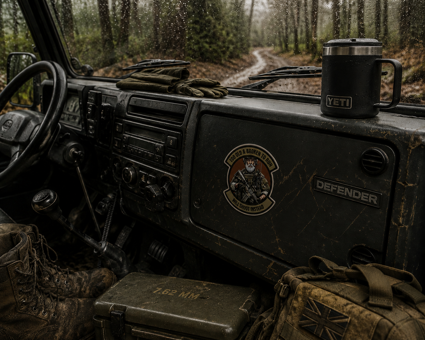 Too Old & Broken To Run Sticker – Funny Tactical Veteran Vinyl Decal