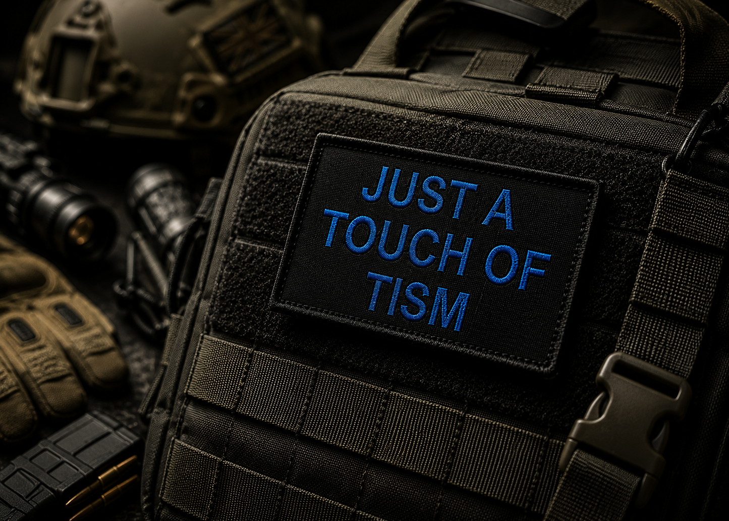 Just a Touch of 'Tism Embroidered Morale Patch | Funny Autism & ADHD Hook & Loop Badge