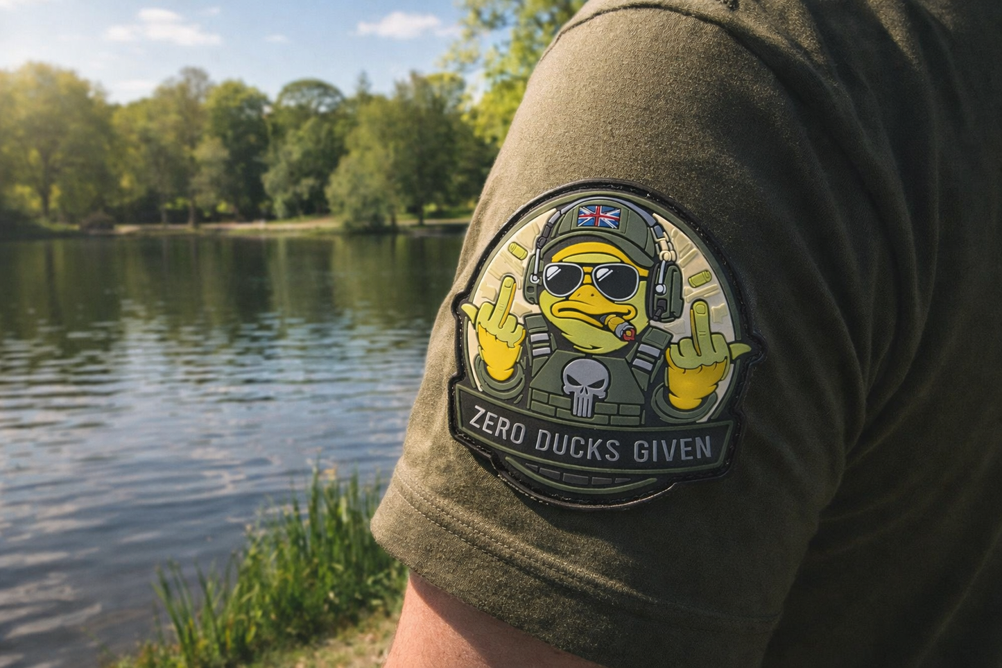 Zero Ducks Given Tactical PVC Patch | Velcro Morale Patch | Funny Military Duck Badge